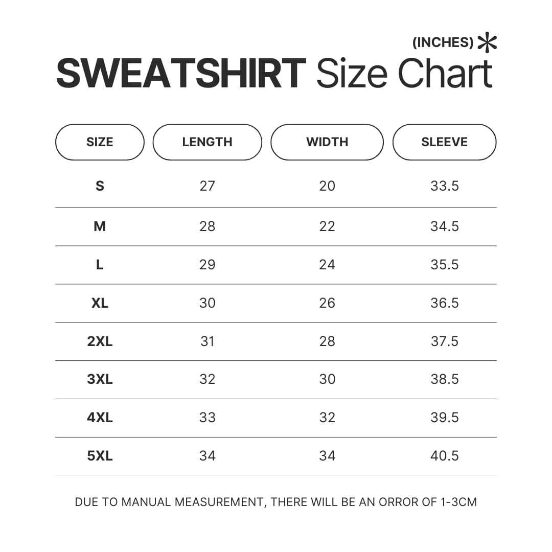 Sweatshirt Size Chart - Monty Python Merch