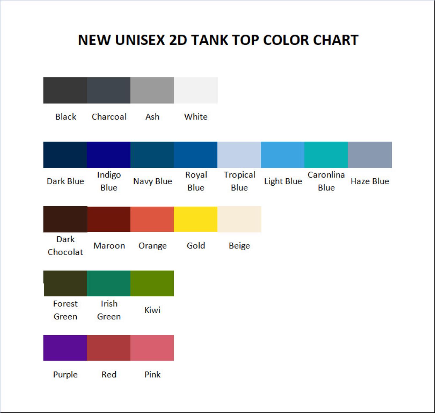 tank top color chart - Monty Python Merch