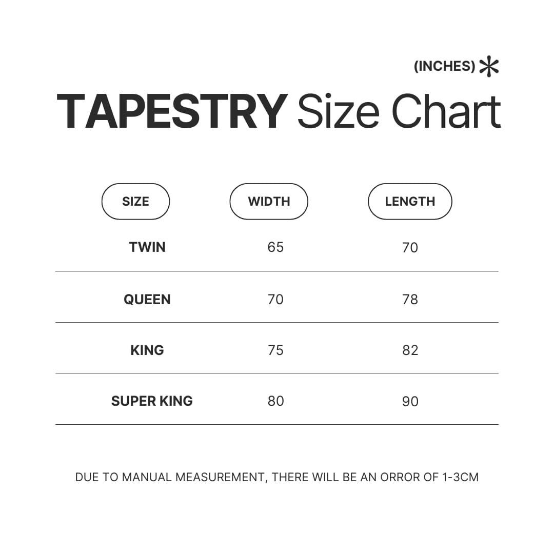 Tapestry Size Chart - Monty Python Merch